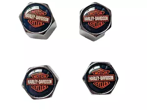 set of 4 ~ Harley Davidson chrome air valve caps with tightening wrench - Picture 1 of 3