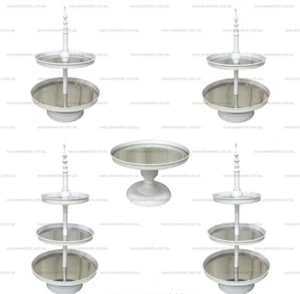 LUX Mirror Cake Stand Cupcake Tray Set Gold Silver Rose Gold Wedding Birthday - Picture 1 of 18