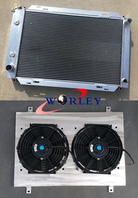 Radiador de 3 fileiras + ventilador + ventilador de cobertura 1979-1993 Ford Mustang 80 81 82 83 84 85 - Imagem 1 de 4