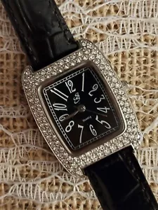 Vintage HSN Suzanne Somers Black Crystal Womens Watch New Battery - Picture 1 of 6