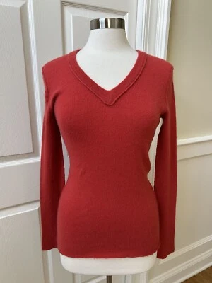 Suéter Inhabit Mezcla Cachemira Naranja Cuello en V Pullover Talla Mediana (Puede Calzar Pequeño) Foto 1 de 4