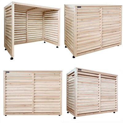 FAIRPREIS-DESIGN Sichtschutz Verkleidung Klimaanlage aus Holz in natur für Außengeräte