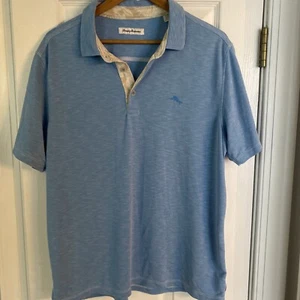 Tommy Bahama Men's Light Blue Modal & Polyester Blend Polo Shirt - Size L - EUC - Picture 1 of 4