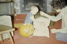 Vintage Photo Slide 1974 Babies Pumpkin Carved Halloween