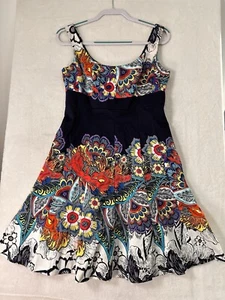 Nine West Dress Fit And Flare Navy Blue Floral Print Sleeveless Womens - Picture 1 of 7