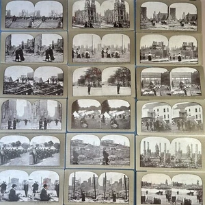 Lote de tarjetas fotográficas Stereoview 1906 San Francisco Earthquake Disaster - Imagen 1 de 9