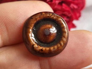 Bouton ancien en céramique marron pied métal 1,9 cm cm D15B - Picture 1 of 4