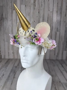Glitterville Unicorn Horn Floral Headband Tiara Crown Halloween Party Costume - Picture 1 of 21