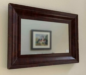 1800s EMPIRE OGEE WALL MIRROR, Antique Mahogany Wood Rectangular Picture Frame - Picture 1 of 14