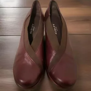 Audley London Sz 37.5 US 7 Choc Brn Leather Booties Trouser Heels Made Spain - Picture 1 of 12