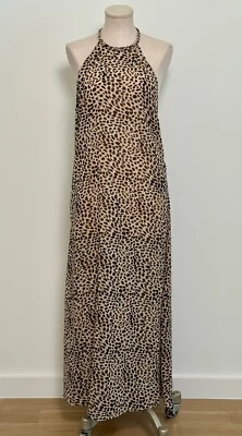 VICTORIA'S SECRET Maxi Vestido CUBRIMIENTO DE NATACIÓN ESTAMPADO ANIMAL Halter ESPALDA ABIERTA talla S Foto 1 de 4