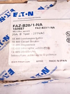 EATON MOELLER FAZ-B20/1-NA CIRCUIT BREAKER DIN MOUNT 1P 20A 277VAC 132687 - Picture 1 of 4