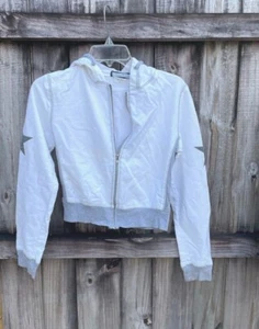 Tag Rag Vintage Culture Girls Zip-Up Hoodie White with Grey Trim Star on Sleeves - Picture 1 of 6