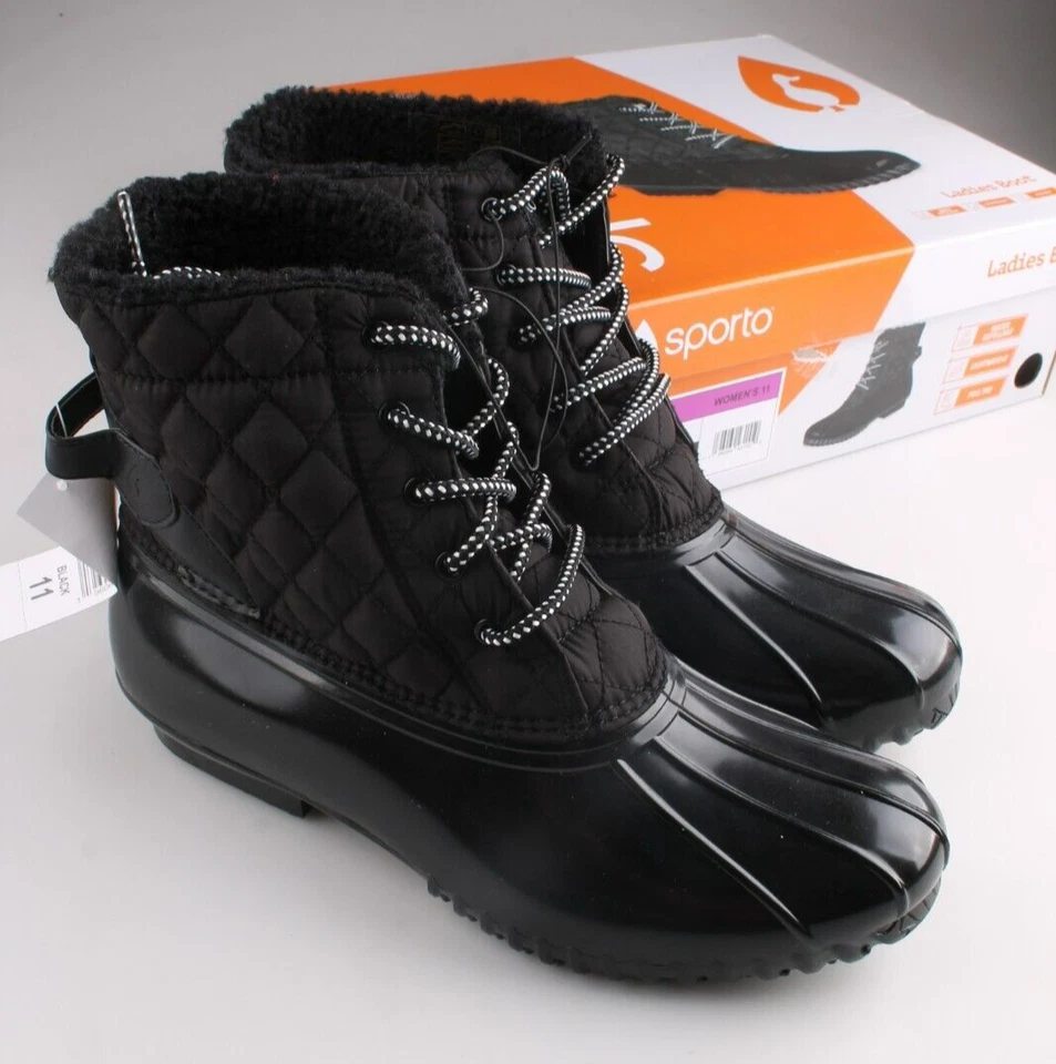 Sporto Size 10 M / ANDIE / Black / Lined / Duck Boots / Women's Shoes