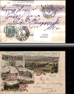 298973,Litho AK Linz an d. Donau Totale Brücke Hauptplatz Volksgarten Freinberg  - Imagen 1 de 1