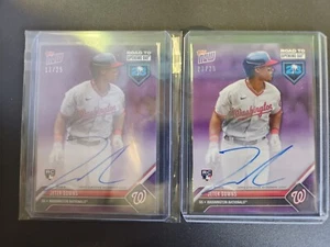 2023 Topps Now Road To Opening Day Jeter Downs RC Auto Purple Parallel # 13 & 23 - Picture 1 of 3