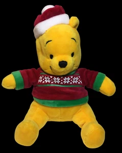 Winnie Pooh Bear Plush Stuffed Animal RARE Christmas Snowflakes Red Shirt 7" - Picture 1 of 9