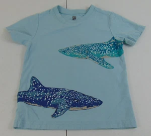 Boys Tea Collection Shirt Short Sleeve Tee Shark Blue Size 4 Ocean Beach - Picture 1 of 10