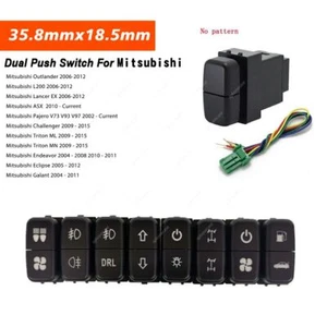 Dual Push Switch Button Fog Lights For Mitsubishi w/Wire (No Pattern) - Foto 1 di 11