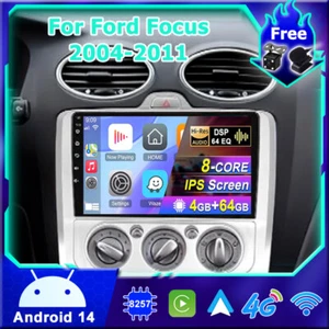 4GB+64GB CARPLAY FOR 2004-2011 FORD FOCUS ANDROID 14 CAR STEREO RADIO GPS DSP BT - Picture 1 of 18