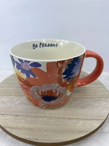 Stone Ware Floral Mug Be Present By Opal House 3.5 x 4 Coffee Cup Colorful - Picture 1 of 12