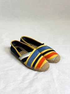 Tory Burch Maisie Espadrille Schuhe Damen 6,5 Leder gelb marine orange Logo - Bild 1 von 13