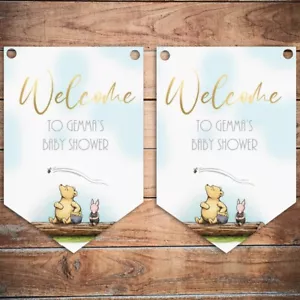 Winnie The Pooh Baby Shower Bunting, Personalised Baby Shower Banner - Picture 1 of 1