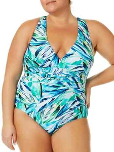 NEW 3X WOMEN'S PLUS SIZE ONE PIECE SLIMMING SWIMSUIT By Terra & Sky - Picture 1 of 3