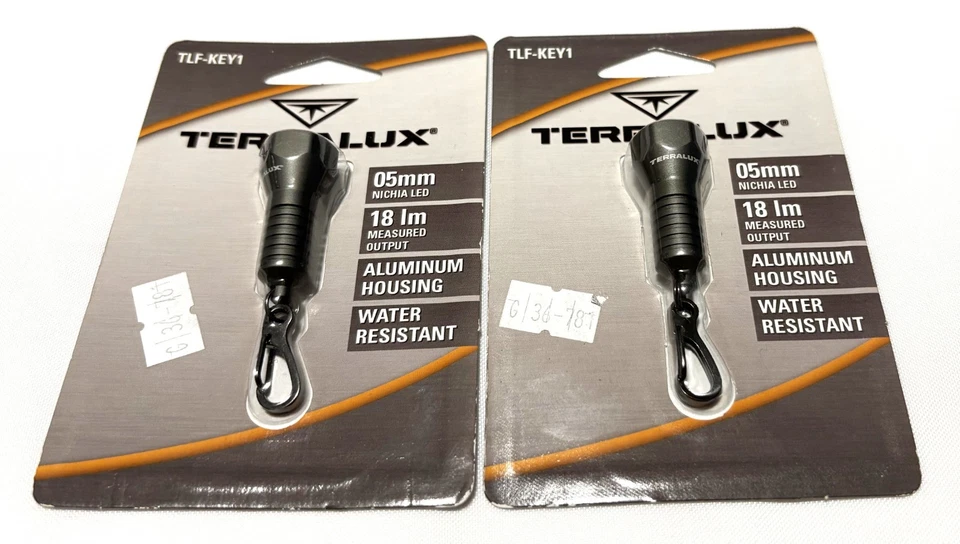 Terralux - 2 Keychain Flashlights - TLF-KEY1 - Gray - Aluminum Housing - New - Image 1 of 3