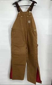 Carhartt Mens Brown Insulated Canvas Double Knee Bib Overalls Size 40x30 - Picture 1 of 6