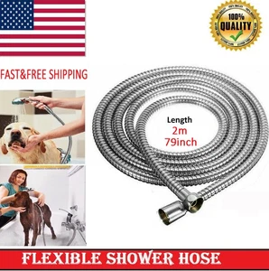 6.6 ft Shower Head Hose 2m Extra Long Bathroom Flexible Replacement Shower Hose - Picture 1 of 21
