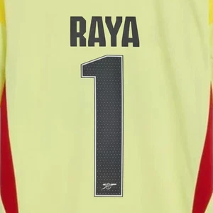 Official RAYA #1 Arsenal FC Goalkeeper Home Away CUP 2025-26 PRINT - Picture 1 of 6