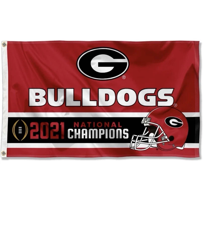 UGA Bulldogs Fútbol Nacional 2021 Campeones Bandera 3x5 Foto 1 de 4