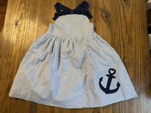 Mädchen Tahari Marine Anker Seersucker Kleid Größe 7 EUC - Bild 1 von 11