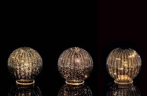Regalo Italiano Sfera Natale Vetro Ass. con 12 Led D 15 Cm Oro 1 Pz - Imagen 1 de 4