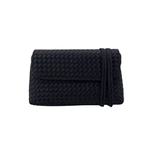 Authentic Bottega Veneta Vintage Black Intrecciato Woven Satin Shoulder Bag - Picture 1 of 7