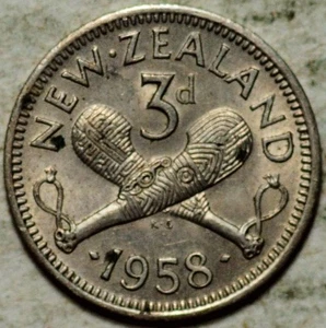 1958 NEUSEELAND 3 PENCE THREEPENCE (AUSWAHL FAST UNZ.) - Bild 1 von 2