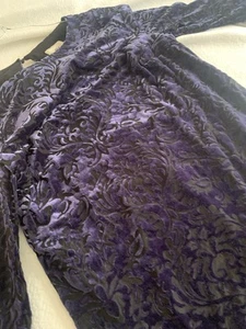 eci Damen lila Samt Ausbrenner Glockenärmel Kleid Whimsigoth Y2K Boho M Club - Bild 1 von 13