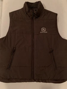 John Deere Brown Puffer Vest Mens Size XL - Picture 1 of 8