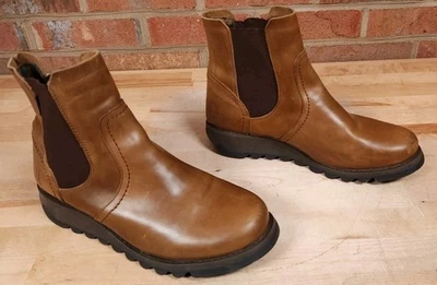 Fly London Mujer Botas Scon Gore-Tex Sin Cordones Chelsea Cuero Marrón Talla 42/10 Foto 1 de 4