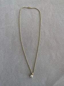 Vintage 14k Gold Solitaire Pendant Necklace Untested 0.5ct Stone Likely Diamond - Picture 1 of 11