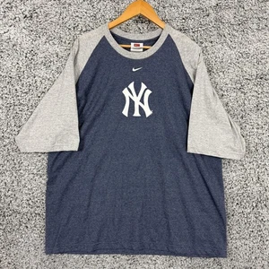 Camiseta De Colección Nike New York Yankees Para Hombres XL Azul MLB Béisbol Raglán Camiseta Y2K - Imagen 1 de 9