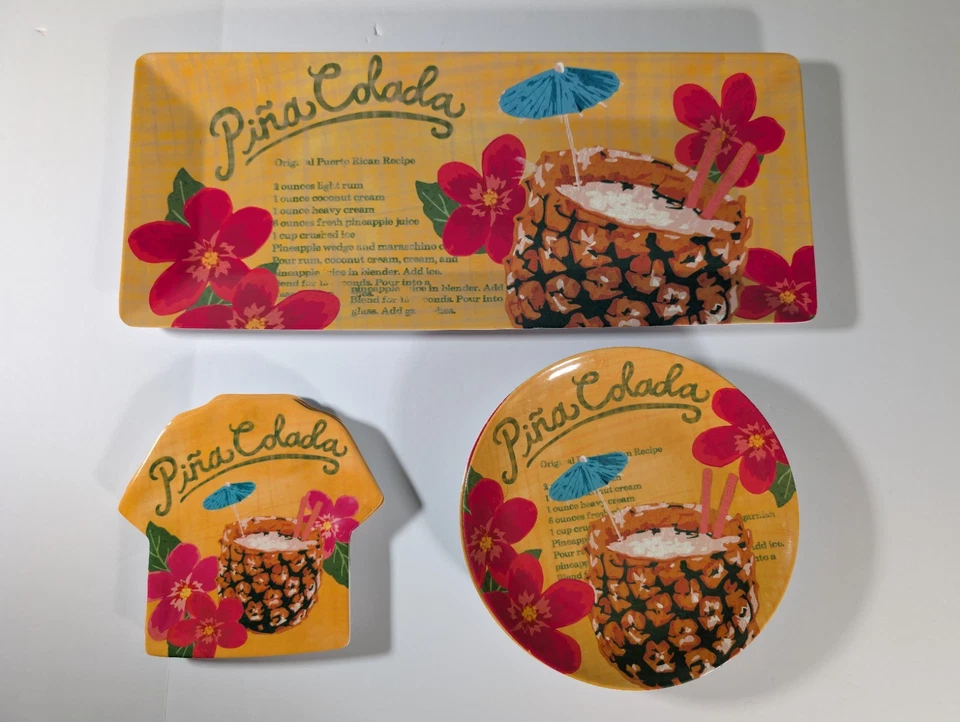 Tommy Bahama Floral Pina Colada Melamine 9 Piece Lot Summer Party Plates  - Image 1 of 4