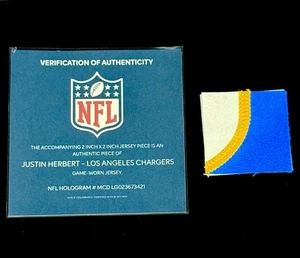Justin Herbert Game Worn Jersey Patch 2x2 Inch NFL Certified LA Chargers - Picture 1 of 2