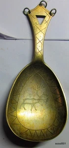 Antiker skandinavischer Nomade Sami 830 Silber Rentier Löffel Anhänger gestempelt HMH - Bild 1 von 5