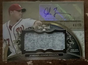 2013 Topps Triple Threads -Jordan Zimmermann Jumbo Relic Auto, #43/99! - Picture 1 of 2