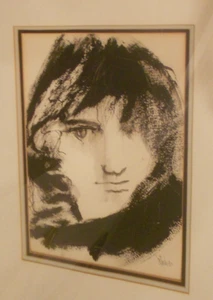 TESTA DI GIOVANE UOMO DISEGNO BIANCO E NERO INCORNICIATO 23 3/4" X 22 3/4" - Foto 1 di 7