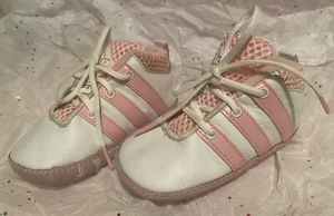 Adidas Liladi Crib soft adi fit lace up shoes size 3K pink white leather CUTEđź’– - Picture 1 of 13
