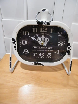  GRAND VIN DE BORDEAUX CHATEAU CANET WHITE SHABBY CHIC CLOCK 1-AA BATTERY - Image 1 of 4