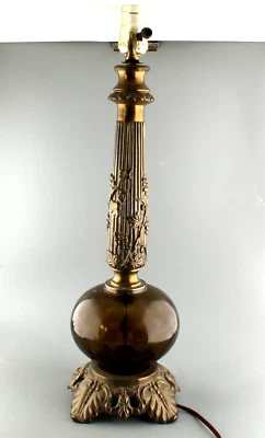 Lámpara de mesa vintage de latón bronce vides vidrio Hollywood Regency mediana 19 pulgadas Foto 1 de 4